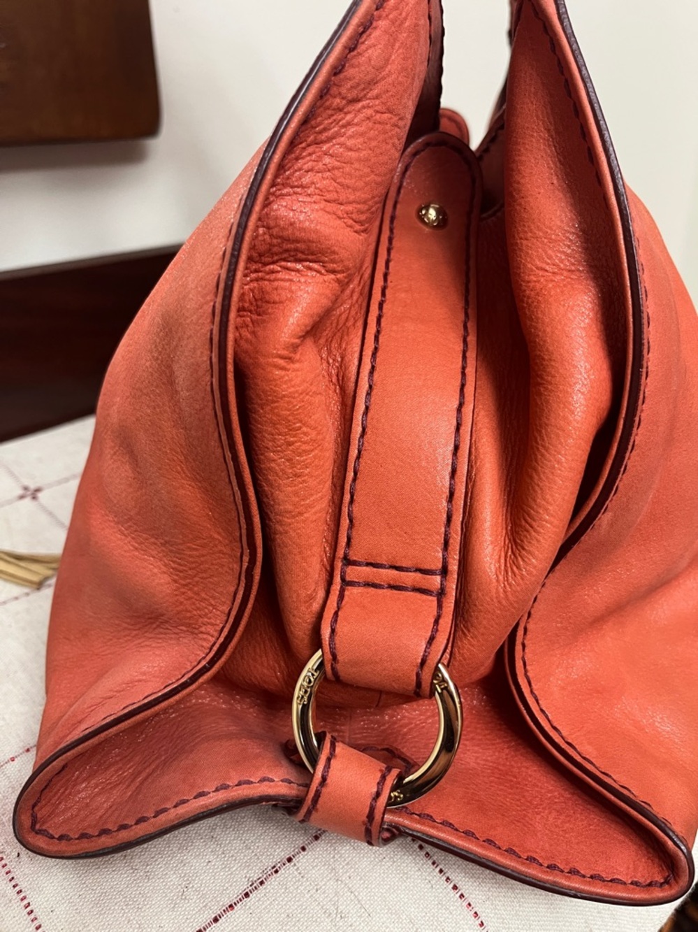 Tod's  nubuck Leather Shoulder Bag with Gold Hardware - Picture 6 of 16